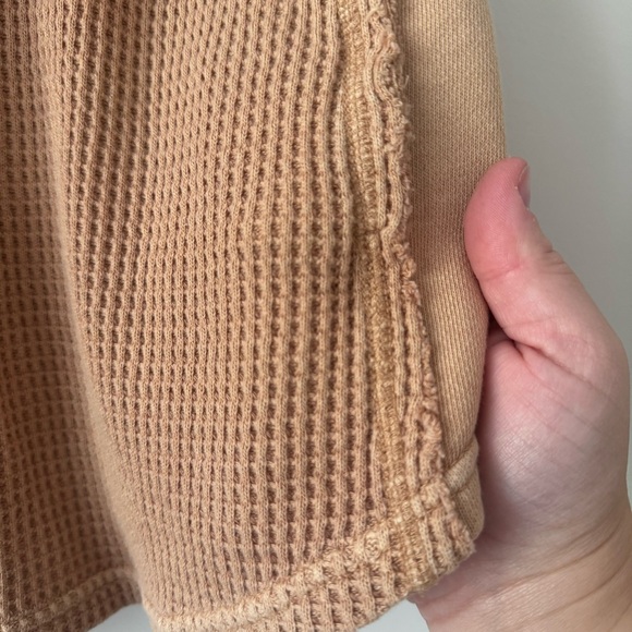 Aerie Waffle Knit Cotton Lounge Shorts Light Caramel Brown Extra Large XL - Picture 3 of 8